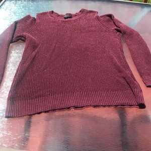 Raspberry color cold shoulder sweater